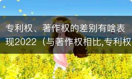 专利权、著作权的差别有啥表现2022（与著作权相比,专利权有哪些特征）