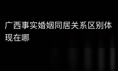 广西事实婚姻同居关系区别体现在哪