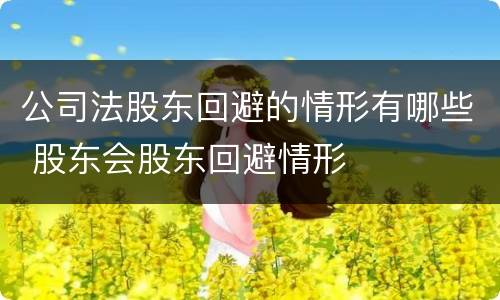 公司法股东回避的情形有哪些 股东会股东回避情形