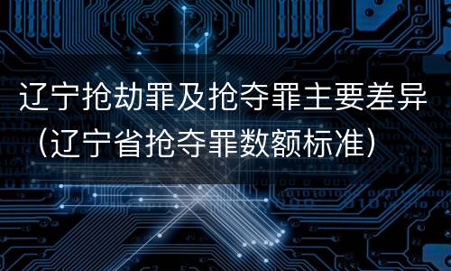 辽宁抢劫罪及抢夺罪主要差异（辽宁省抢夺罪数额标准）