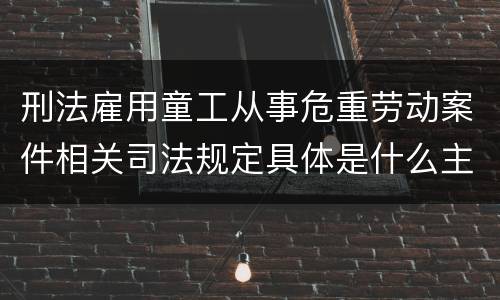 刑法雇用童工从事危重劳动案件相关司法规定具体是什么主要内容