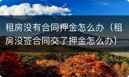 租房没有合同押金怎么办（租房没签合同交了押金怎么办）