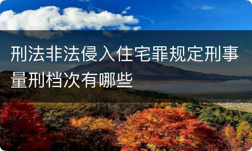 刑法非法侵入住宅罪规定刑事量刑档次有哪些