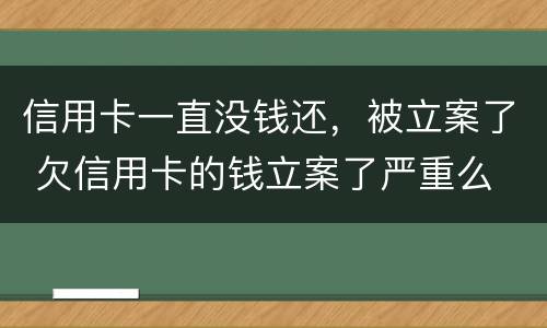 信用卡一直没钱还，被立案了 欠信用卡的钱立案了严重么