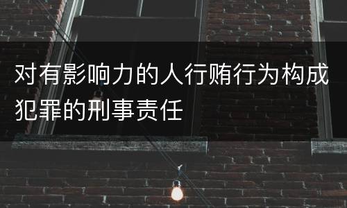 对有影响力的人行贿行为构成犯罪的刑事责任