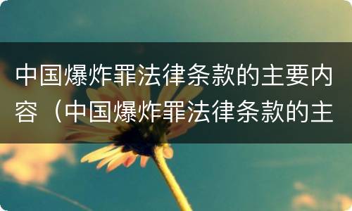 中国爆炸罪法律条款的主要内容（中国爆炸罪法律条款的主要内容包括）