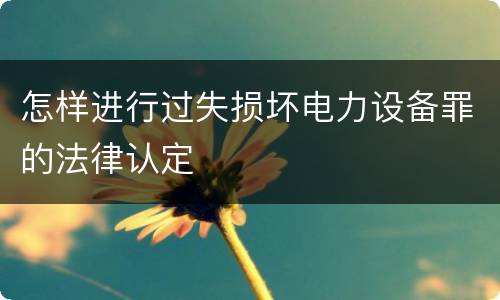 怎样进行过失损坏电力设备罪的法律认定