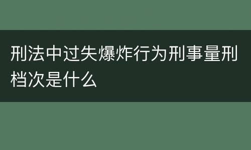 刑法中过失爆炸行为刑事量刑档次是什么