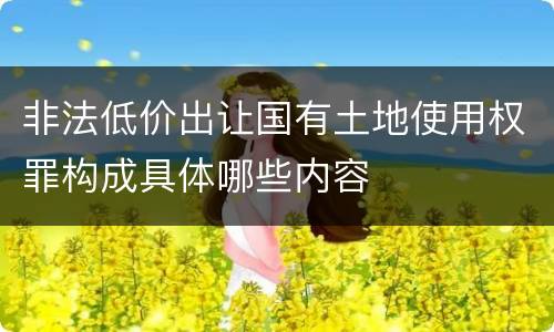 非法低价出让国有土地使用权罪构成具体哪些内容