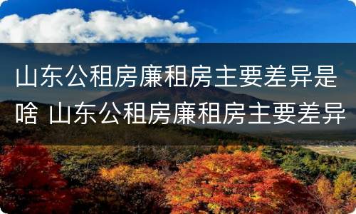 山东公租房廉租房主要差异是啥 山东公租房廉租房主要差异是啥呢