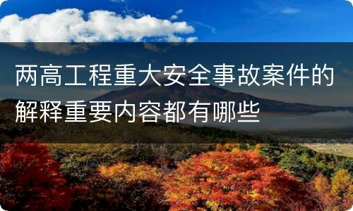 两高工程重大安全事故案件的解释重要内容都有哪些