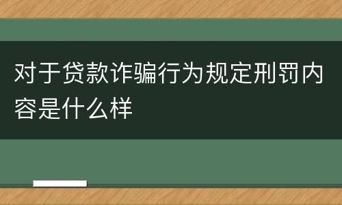 对于贷款诈骗行为规定刑罚内容是什么样