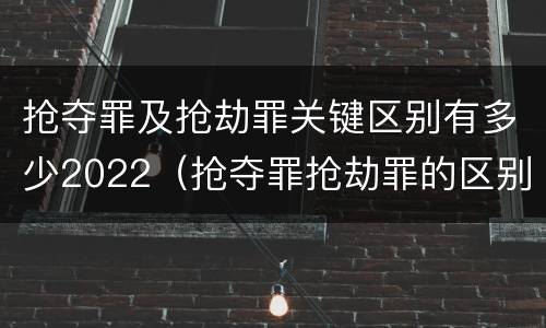 抢夺罪及抢劫罪关键区别有多少2022（抢夺罪抢劫罪的区别）