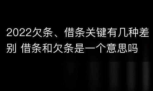 2022欠条、借条关键有几种差别 借条和欠条是一个意思吗