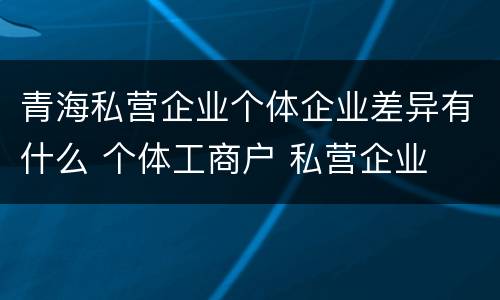 青海私营企业个体企业差异有什么 个体工商户 私营企业