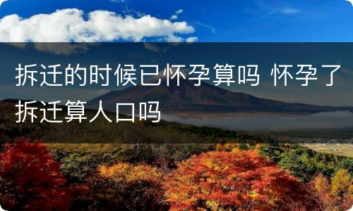 拆迁的时候已怀孕算吗 怀孕了拆迁算人口吗
