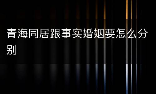 青海同居跟事实婚姻要怎么分别