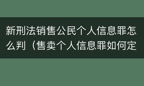 新刑法销售公民个人信息罪怎么判（售卖个人信息罪如何定罪）