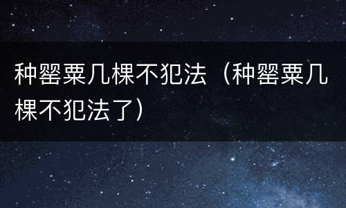 种罂粟几棵不犯法（种罂粟几棵不犯法了）