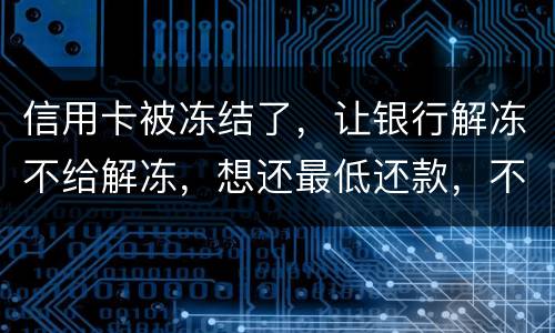 信用卡被冻结了，让银行解冻不给解冻，想还最低还款，不解冻的情况会被起诉吗