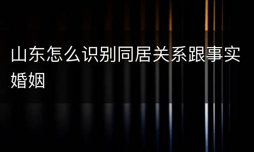 山东怎么识别同居关系跟事实婚姻