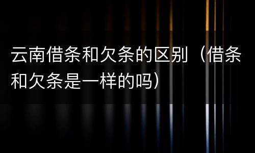 云南借条和欠条的区别（借条和欠条是一样的吗）