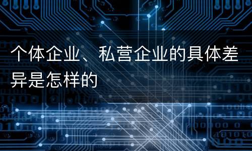 个体企业、私营企业的具体差异是怎样的
