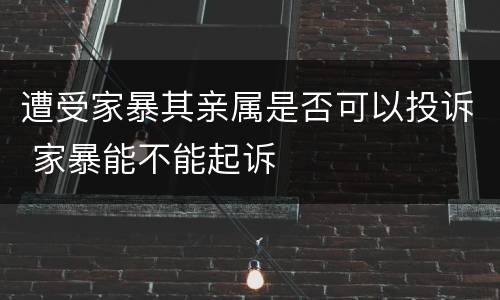 遭受家暴其亲属是否可以投诉 家暴能不能起诉