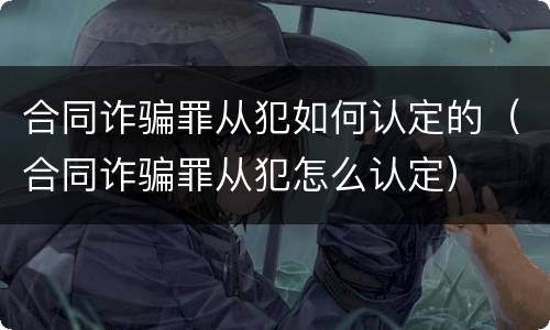 合同诈骗罪从犯如何认定的（合同诈骗罪从犯怎么认定）