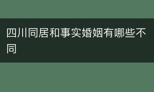 四川同居和事实婚姻有哪些不同