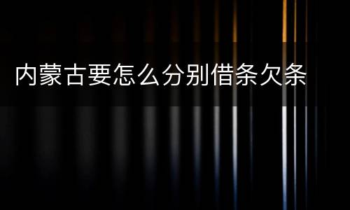内蒙古要怎么分别借条欠条