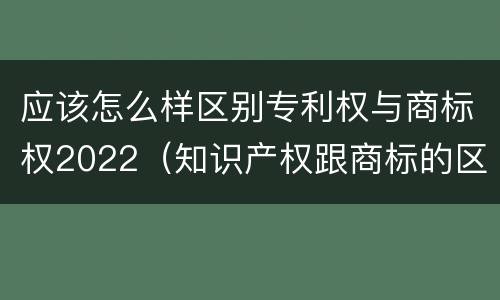 应该怎么样区别专利权与商标权2022（知识产权跟商标的区别）