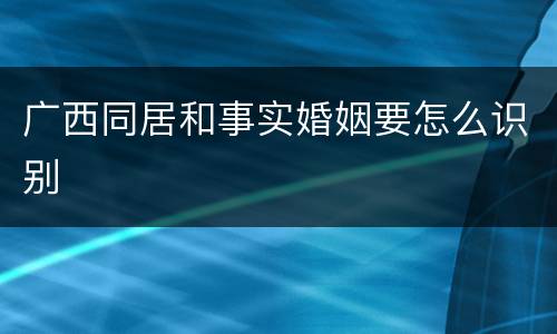 广西同居和事实婚姻要怎么识别