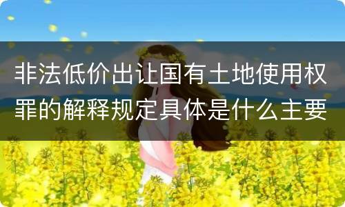 非法低价出让国有土地使用权罪的解释规定具体是什么主要内容
