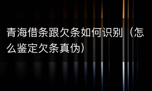 青海借条跟欠条如何识别（怎么鉴定欠条真伪）