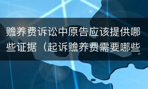 赡养费诉讼中原告应该提供哪些证据（起诉赡养费需要哪些证据）