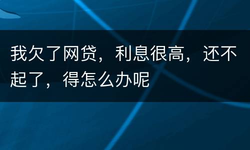 我欠了网贷，利息很高，还不起了，得怎么办呢
