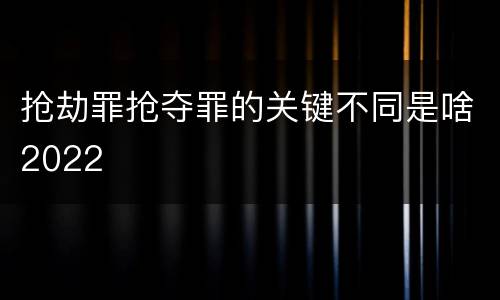 抢劫罪抢夺罪的关键不同是啥2022