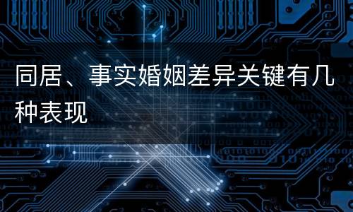 同居、事实婚姻差异关键有几种表现