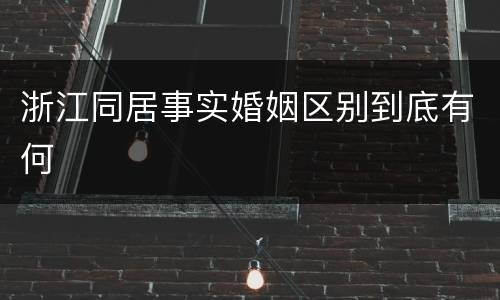 浙江同居事实婚姻区别到底有何