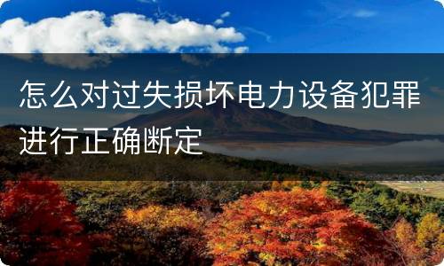 怎么对过失损坏电力设备犯罪进行正确断定