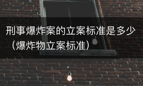 刑事爆炸案的立案标准是多少（爆炸物立案标准）