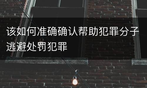 该如何准确确认帮助犯罪分子逃避处罚犯罪