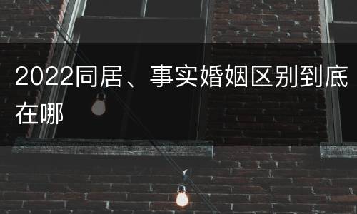 2022同居、事实婚姻区别到底在哪