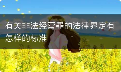 有关非法经营罪的法律界定有怎样的标准