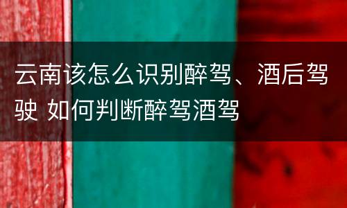 云南该怎么识别醉驾、酒后驾驶 如何判断醉驾酒驾