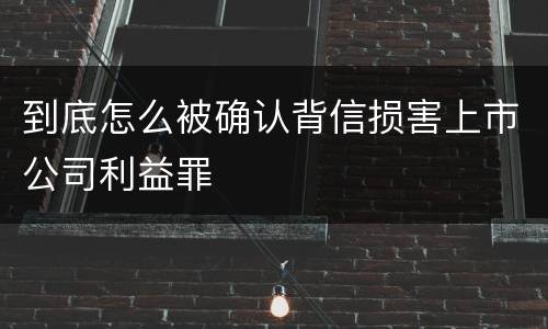 到底怎么被确认背信损害上市公司利益罪