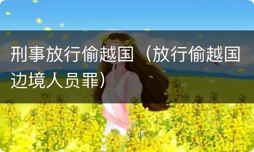 刑事放行偷越国（放行偷越国边境人员罪）