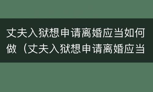 丈夫入狱想申请离婚应当如何做（丈夫入狱想申请离婚应当如何做证明）