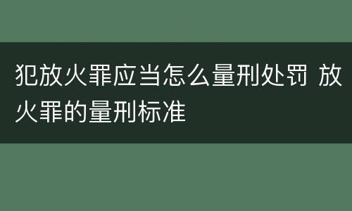 犯放火罪应当怎么量刑处罚 放火罪的量刑标准